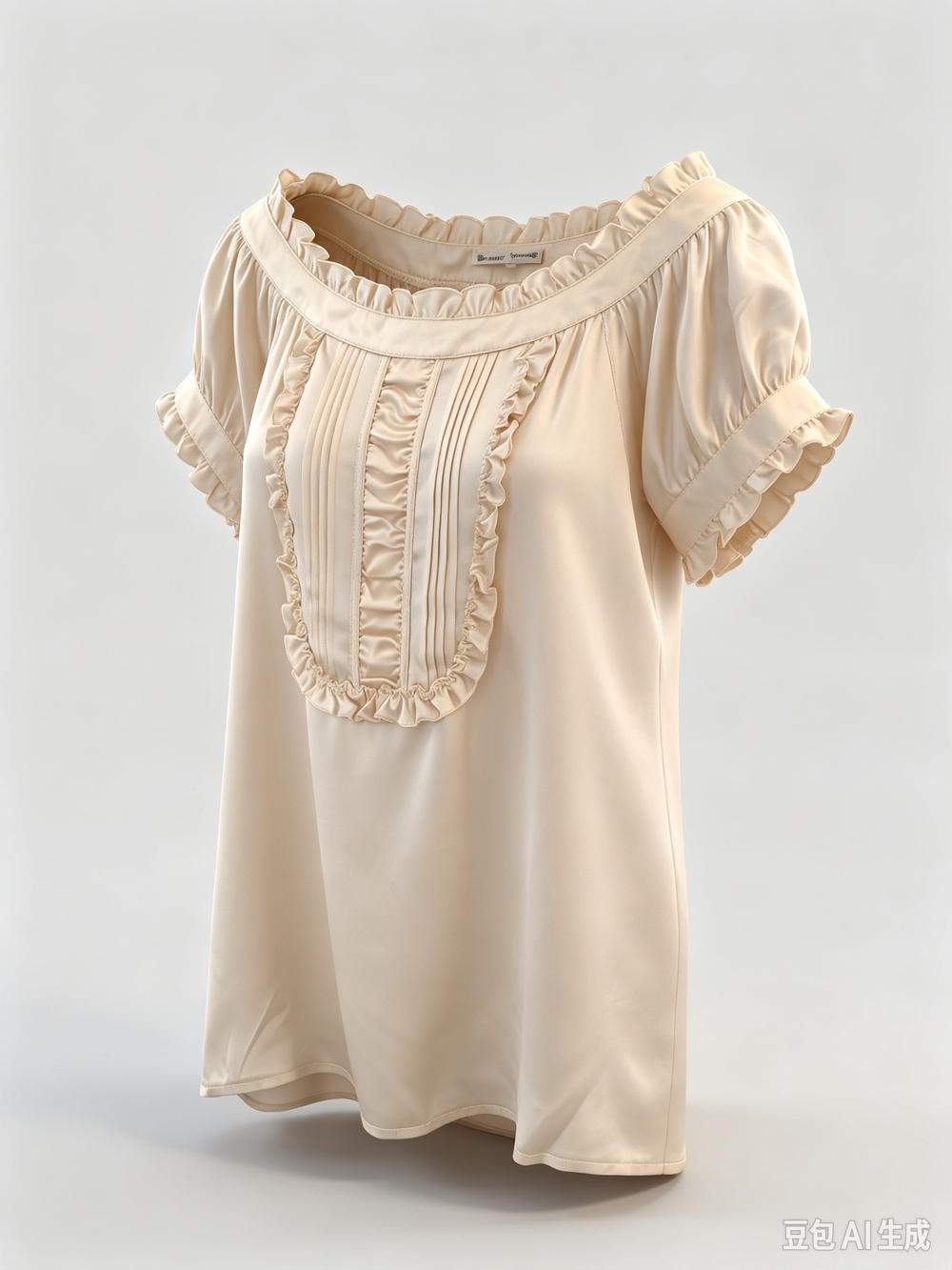 Nanette Leopre Cream Ruffle Bib Neck Blouse